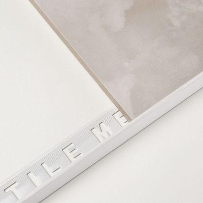 10mm Aluminium Tile Trim Polished - Square Edge Gloss White 2.4m - Alternative Image