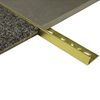10mm Aluminium Tile Trim Polished - Square Edge Gold 2.4m - Alternative Image