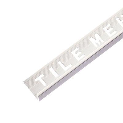 8mm Aluminium Tile Trim Polished - Square Edge Gloss White 2.4m