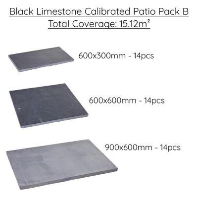Black Limestone Hand-Cut Calibrated Paving Patio Pack A / 10.08m2 - Alternative Image