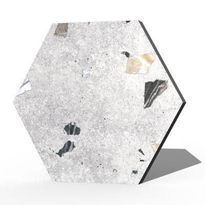 Hexagon Sonar Terrazzo-Effect Porcelain Tile Silver 25x22cm - Alternative Image