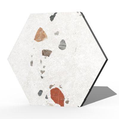 Hexagon Sonar Terrazzo-Effect Porcelain Tile White 25x22cm - Alternative Image