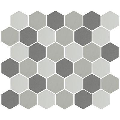 Big Hexagon Grey Porcelain Matt Mosaic 28x32cm - Alternative Image