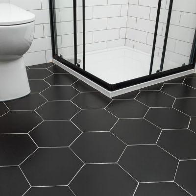 Hexagon Basic Black Porcelain Tile 25x22cm
