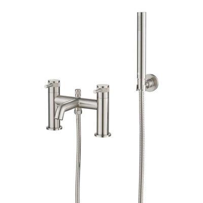 Kyloe Deck Mounted Bath Tap & Shower Mixer - Brushed Nickel