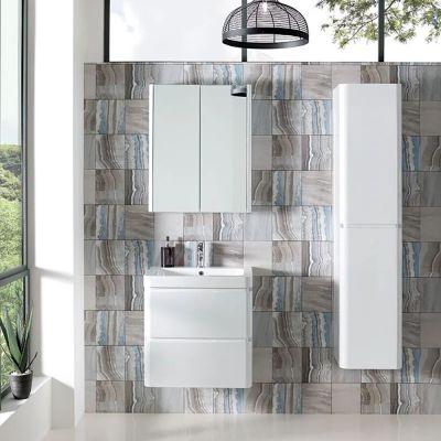Aurora 160cm Tall Bathroom Cabinet Gloss White - Alternative Image