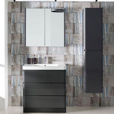 Aurora 160cm Tall Bathroom Cabinet Gloss Grey - Alternative Image