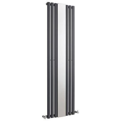 Revive Vertical Double Panel Anthracite Radiator with Mirror 180x49.9cm
