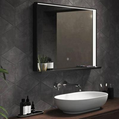 Element Black Mirror With Integrated Shelf 60x80cm
