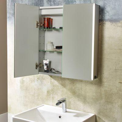 Sleek LED 600mm 2-Door Mirror Cabinet