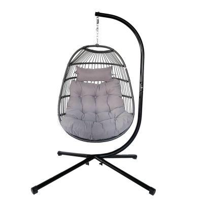 Egg Chair with Cushion and Rain Cover - Anthracite Grey