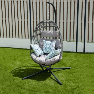 Egg Chair with Cushion and Rain Cover - Anthracite Grey - Alternative Image