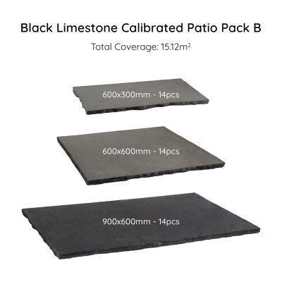 Black Limestone Paving Hand-Cut Calibrated Patio Pack 15.12m² - Alternative Image