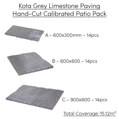 Kota Grey Limestone Paving Hand-Cut, Calibrated Patio Pack 15.12m² - Alternative Image
