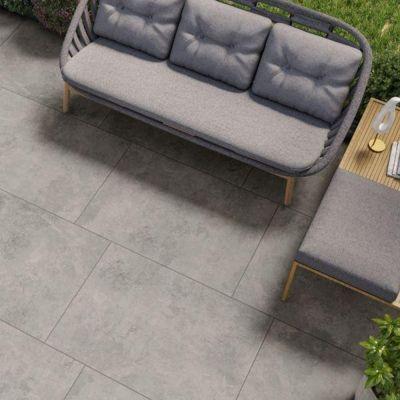 Outdoor Lime Grey Limestone-Effect Tile Matt 90x60cm
