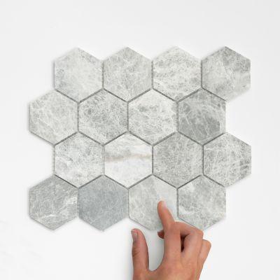 Jersey Grey Hexagon Honed Marble Mosaic 28.5x25cm