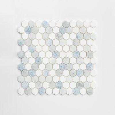 Mixed Penny Hexagon Honed Marble Mosaic 30x29cm - Alternative Image