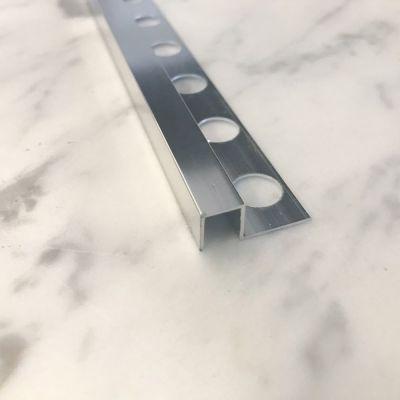 10mm Aluminium Tile Trim Polished - Box Edge Chrome 2.4m