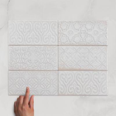 Metro Zurbaran Textured Blanco Gloss Wall Tile 24x12cm