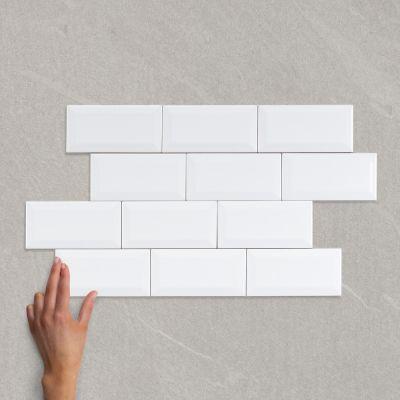 Mini Metro White Bevelled Gloss Tile 15x7.5cm