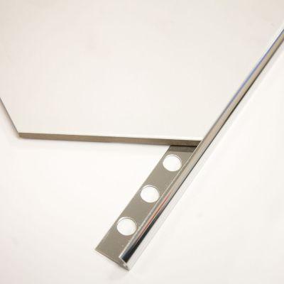 10mm Aluminium Tile Trim Chrome - Round Edge 2.4m