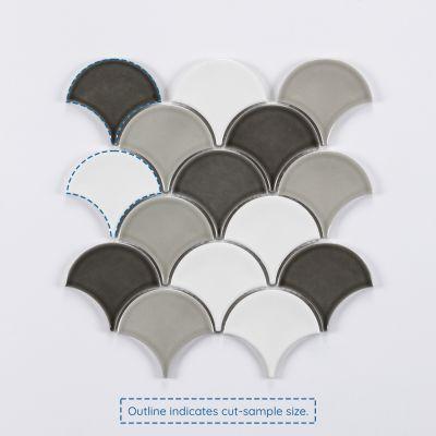 Grey Mix Fan Gloss Porcelain Mosaic Tile 25.9x27.3cm - Alternative Image