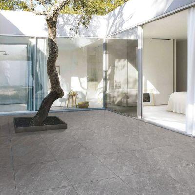 Outdoor Solas Grey Limestone-Effect Matt Porcelain Tile 90x60cm