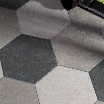 Hexagon Traffic Dark Porcelain Tile 25x22cm - Alternative Image