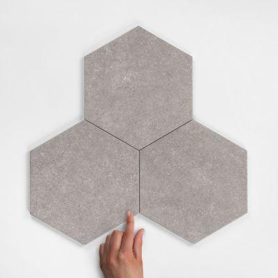 Hexagon Traffic Grey Porcelain Tile 25x22cm