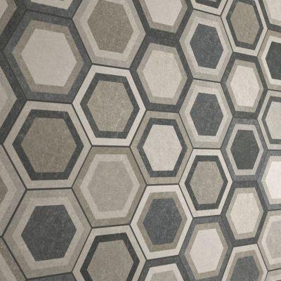 Hexagon Traffic Grey Mix Porcelain Tile 25x22cm - Alternative Image