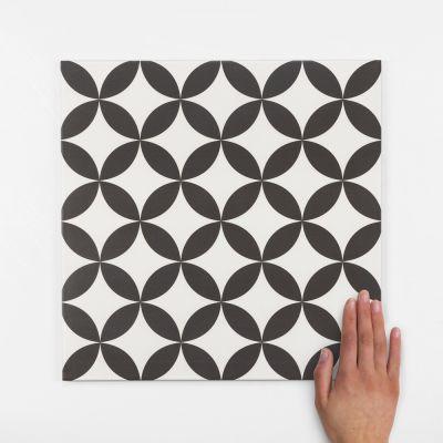 Arcadia Black Pattern Matt Porcelain Tile 45x45cm