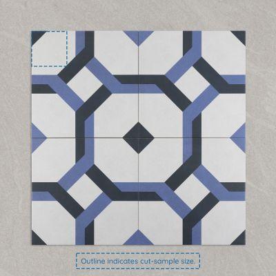 Nantes Blue Pattern Matt Porcelain Tile 33.3x33.3cm - Alternative Image