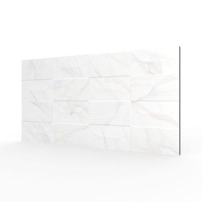Odeon White Marble-Effect Matt Ceramic Décor Tile 60x30cm
