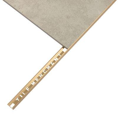 8mm Brushed Brass Tile Trim - Aluminium Square Edge 2.4m