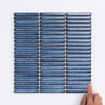 Coblat Blue Kit Kat Gloss Porcelain Mosaic Tile 28.4x29.8cm